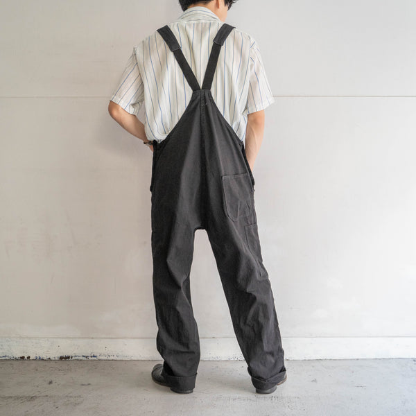 1970-80s Germany HBT work overall 'dead stock' -black dyed- 2