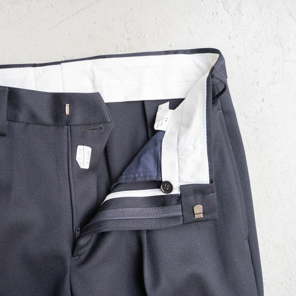 around 2000s Italian military dark navy one tuck summer wool dress pants 'dead stock'