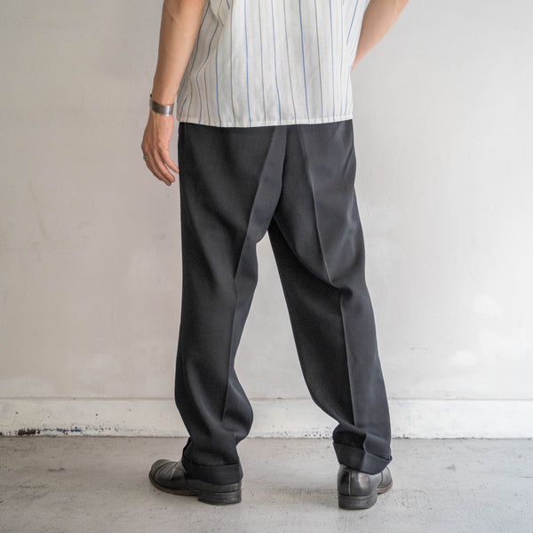 1960-70s Japan vintage black wool two tuck dress slacks
