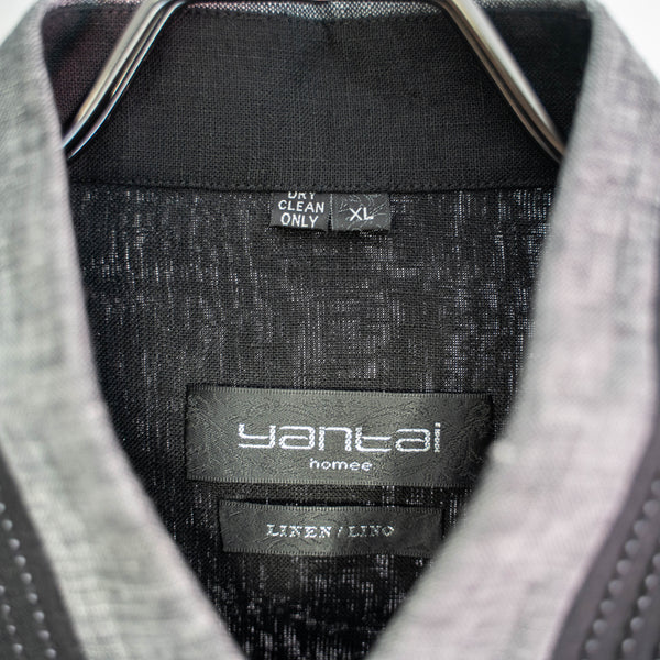 1990s black linen 100 design l/s shirt 'dead stock'