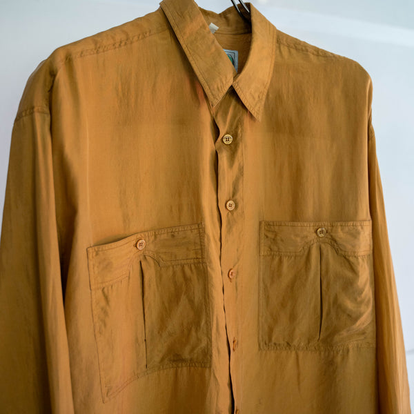 1990s brown silk 100 l/s shirt