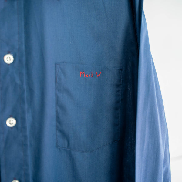 1970s USA blue poly × cotton dress shirt 'Mark W'