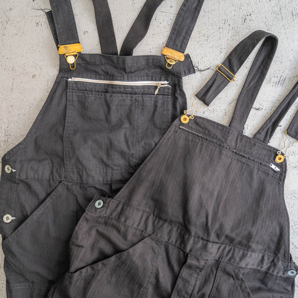 1970-80s Germany HBT work overall 'dead stock' -black dyed- 2