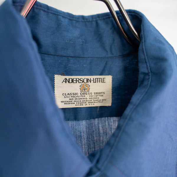 1970s USA blue poly × cotton dress shirt 'Mark W'