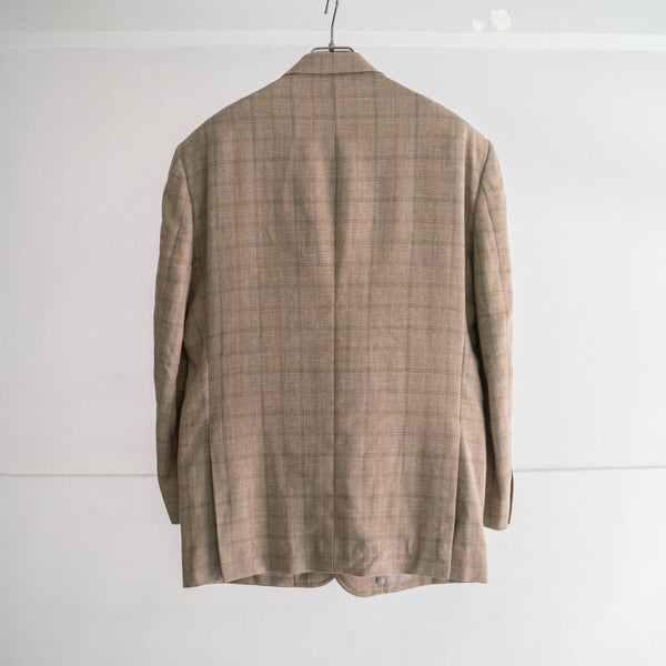 2000s Japan beige checked wool × linen tailored jacket