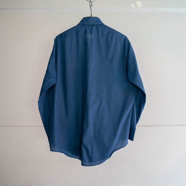 1970s USA blue poly × cotton dress shirt 'Mark W'
