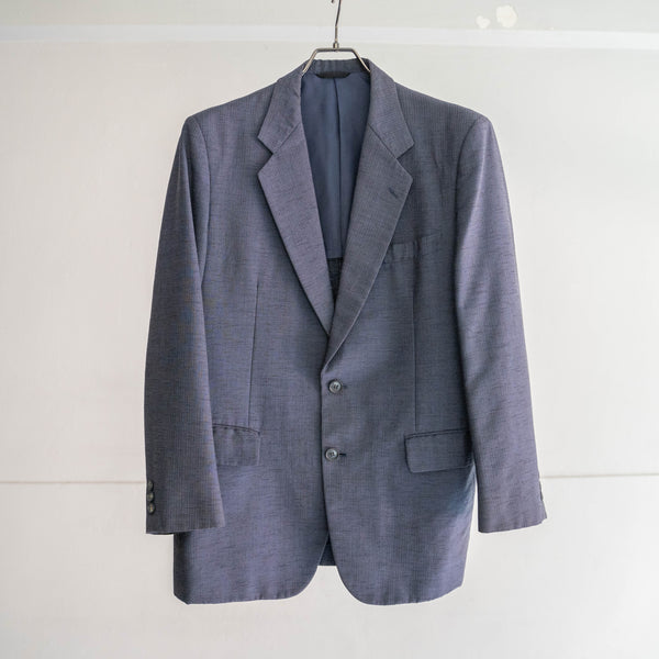 1980-90s Japan vintage navy kasuri pattern poly × wool tailored jacket