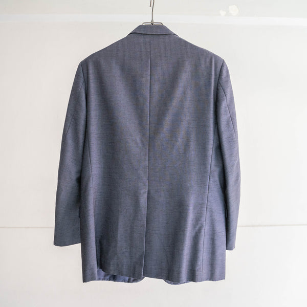 1980-90s Japan vintage navy kasuri pattern poly × wool tailored jacket