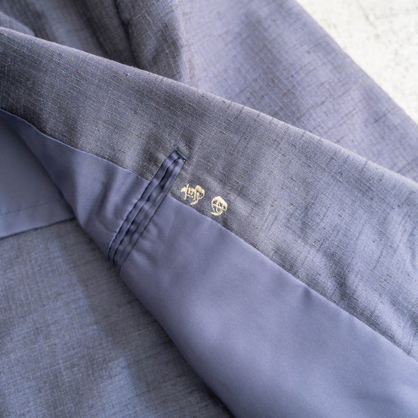 1980-90s Japan vintage navy kasuri pattern poly × wool tailored jacket