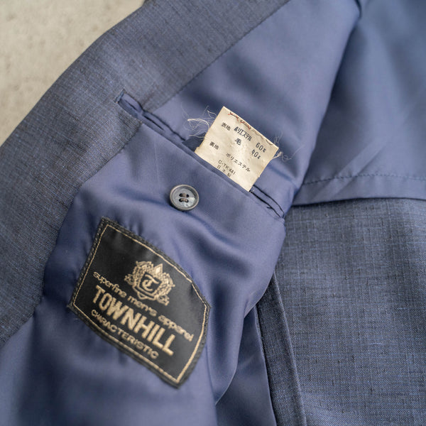 1980-90s Japan vintage navy kasuri pattern poly × wool tailored jacket