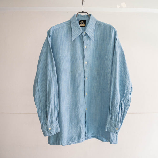 1970s Europe light blue based stripe flannel shirt