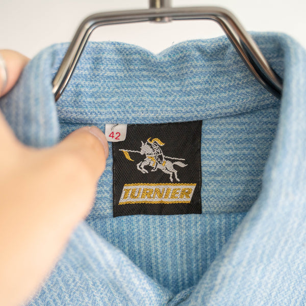 1970s Europe light blue based stripe flannel shirt