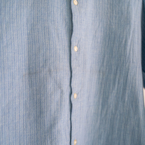 1970s Europe light blue based stripe flannel shirt