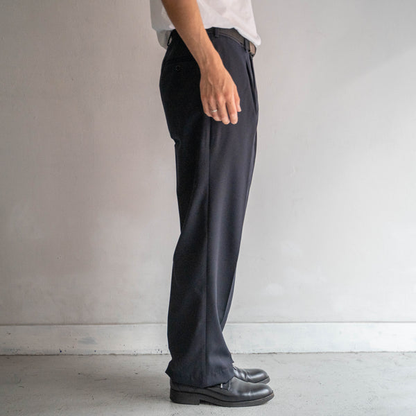 around 2000s Italian military dark navy one tuck summer wool dress pants 'dead stock'