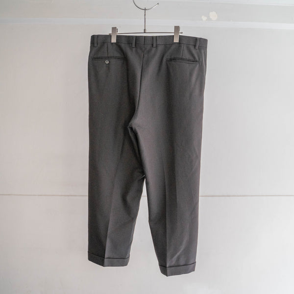 1990s Japan vintage black × gold stripe wool slacks -side adjuster-