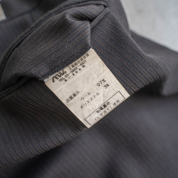 1990s Japan vintage black × gold stripe wool slacks -side adjuster-