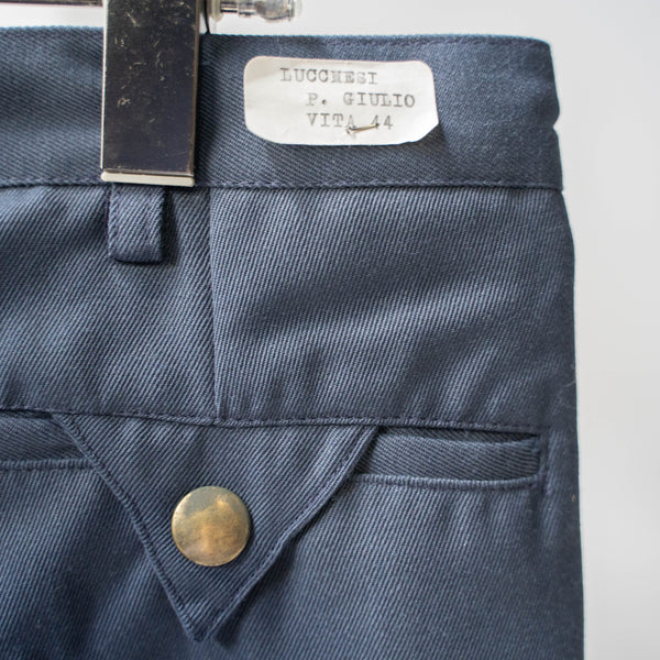 1970-80s Italy smoke blue one tuck work trouser 'dead stock'