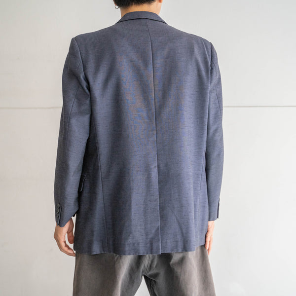 1980-90s Japan vintage navy kasuri pattern poly × wool tailored jacket