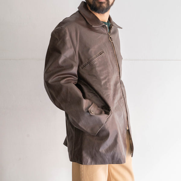 1950-60s France brown color rubber zip up jacket