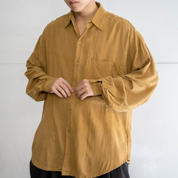 1990s GOOUCH brown rayon 100 l/s shirt