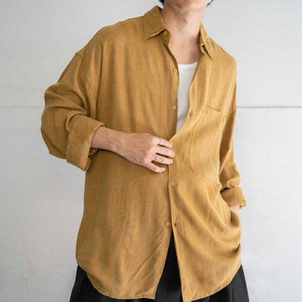 1990s GOOUCH brown rayon 100 l/s shirt