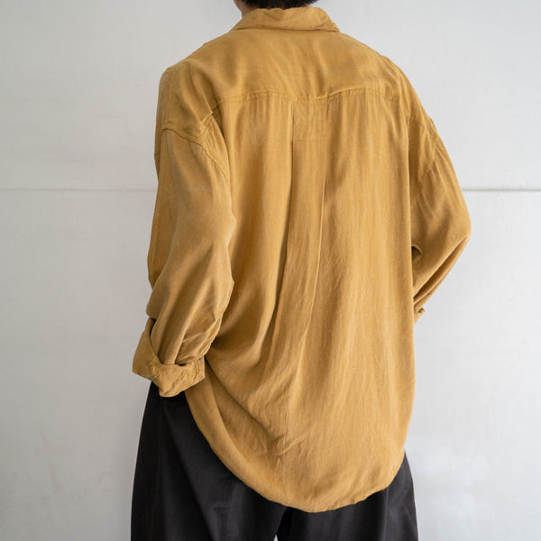 1990s GOOUCH brown rayon 100 l/s shirt
