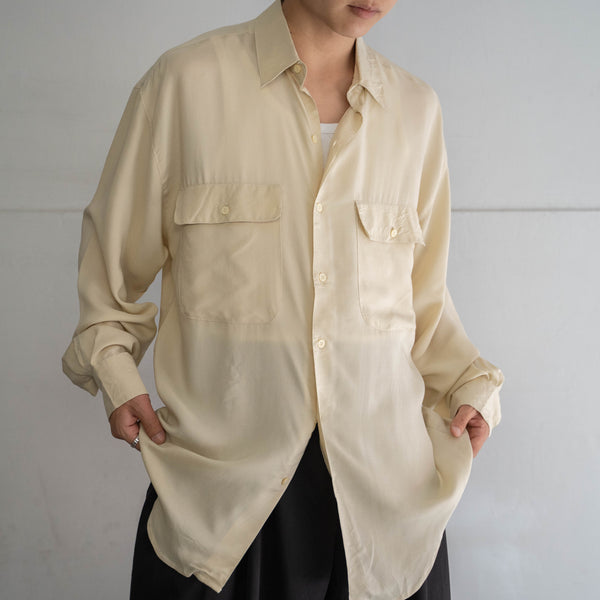 1990s GOOUCH ivory silk 100 l/s shirt 'dead stock'