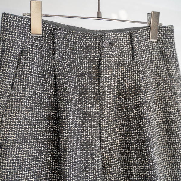 1990s Japan vintage black × white all pattern wool pants