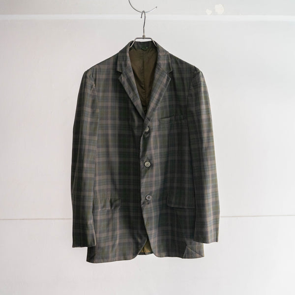 1980-90s Europe? green×blue×white check tailored jacket