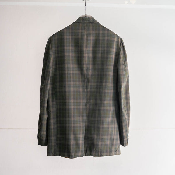 1980-90s Europe? green×blue×white check tailored jacket