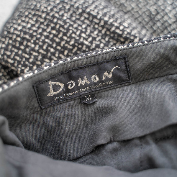 1990s Japan vintage black × white all pattern wool pants