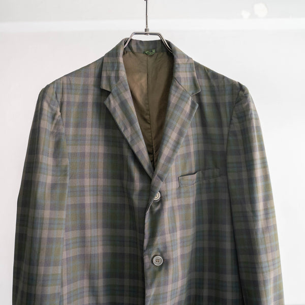 1980-90s Europe? green×blue×white check tailored jacket