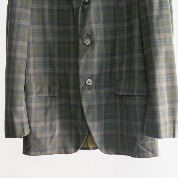 1980-90s Europe? green×blue×white check tailored jacket