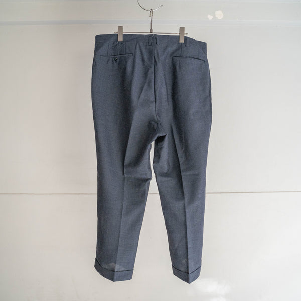 around 1980s Japan vintage navy one tuck wide slacks -kid mohair blend-