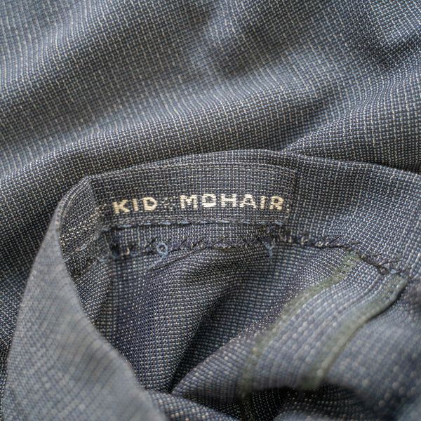 around 1980s Japan vintage navy one tuck wide slacks -kid mohair blend-