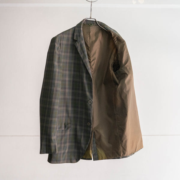 1980-90s Europe? green×blue×white check tailored jacket