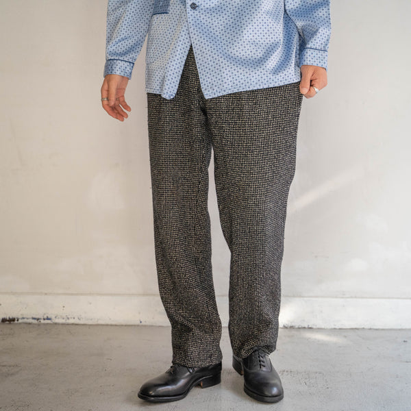 1990s Japan vintage black × white all pattern wool pants