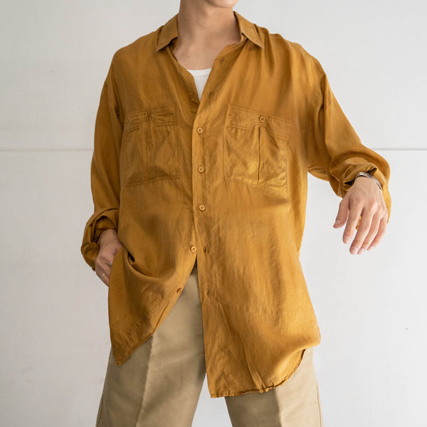 1990s brown silk 100 l/s shirt