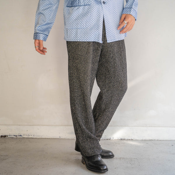 1990s Japan vintage black × white all pattern wool pants