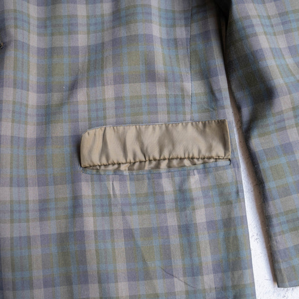 1980-90s Europe? green×blue×white check tailored jacket