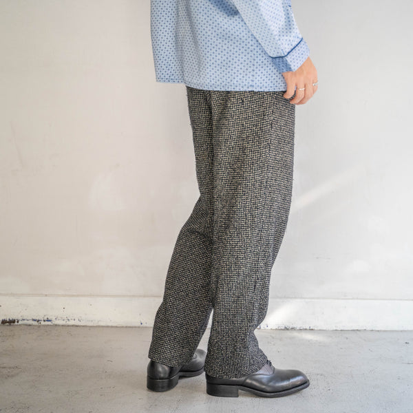 1990s Japan vintage black × white all pattern wool pants
