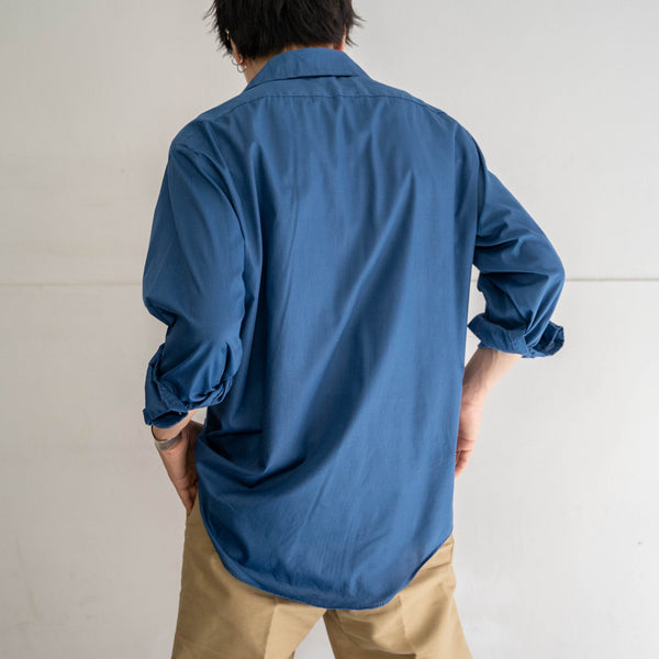 1970s USA blue poly × cotton dress shirt 'Mark W'