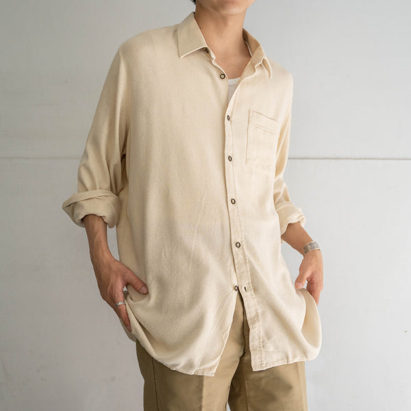 1980s Europe ivory silk 100 l/s shirt