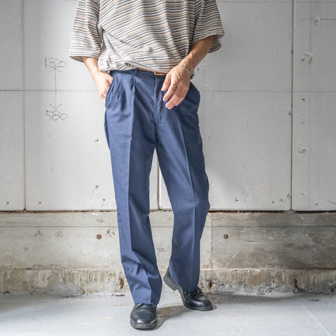 around 1980s Japan vintage navy color summer wool slacks　