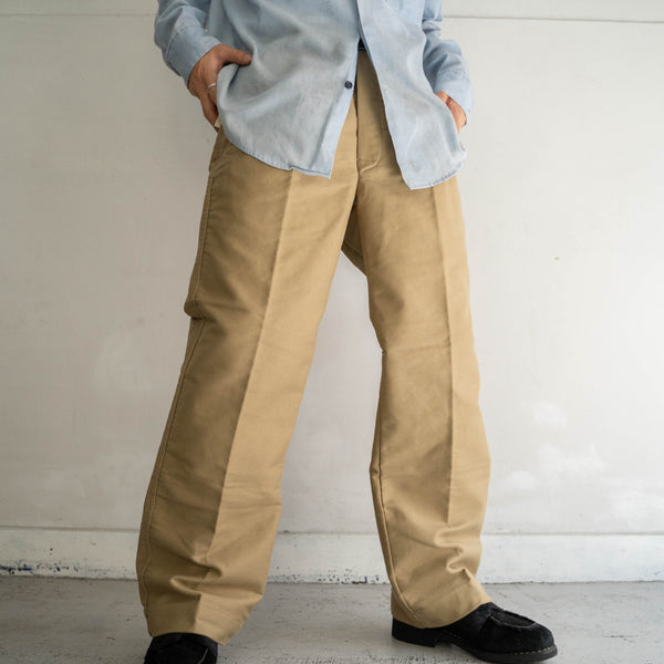around 1970s Italy khaki moleskin work pants 'dead stock'