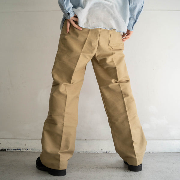 around 1970s Italy khaki moleskin work pants 'dead stock'