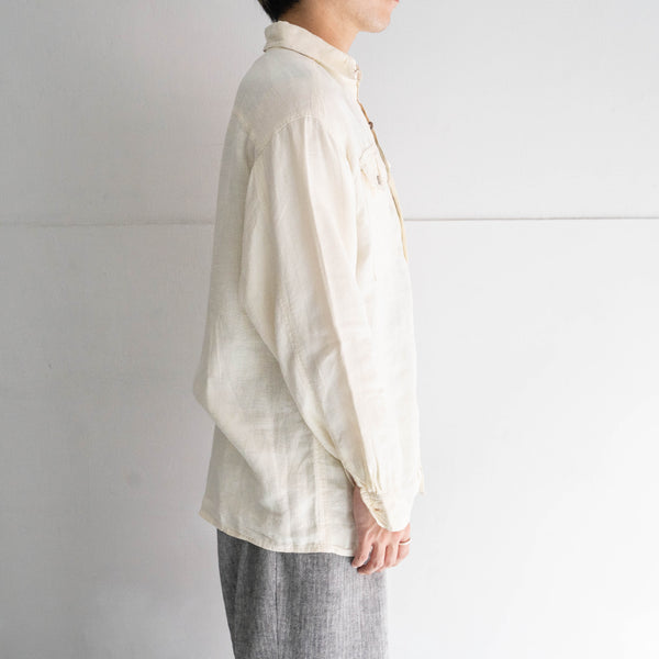 2000s écru color all linen shirt 'with 2pocket’