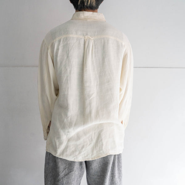 2000s écru color all linen shirt 'with 2pocket’