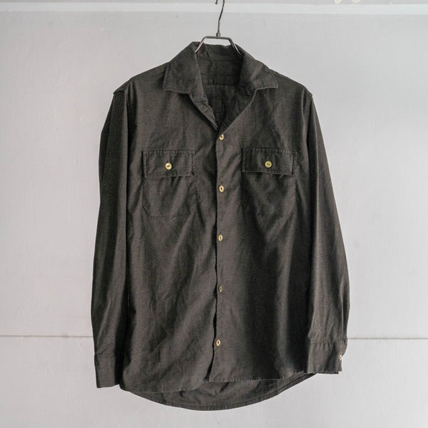 around 1980s Romanian military 2pockets work shirt -black dyed-