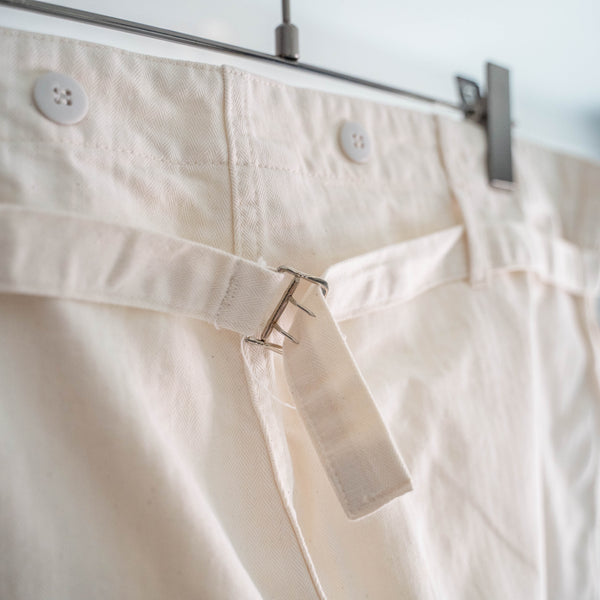 1970s Germany white herringbone work pants -with cinch back- "dead stock"